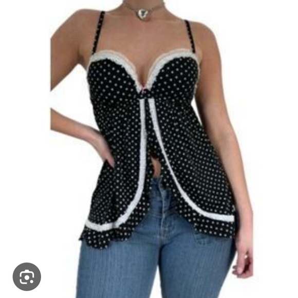 Victoria's Secret Black Corset Bustier NegligeeTop Babydoll Lingerie 34B Lace - Picture 2 of 9